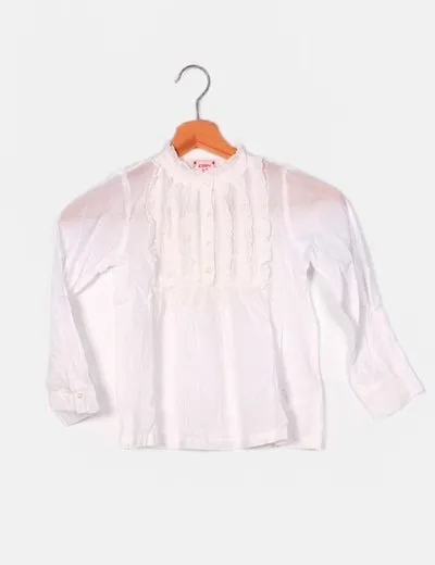 Zippy Blusa manga larga blanca chorreras