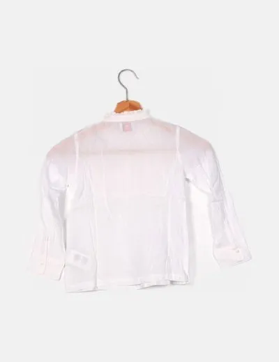 Zippy Blusa manga larga blanca chorreras