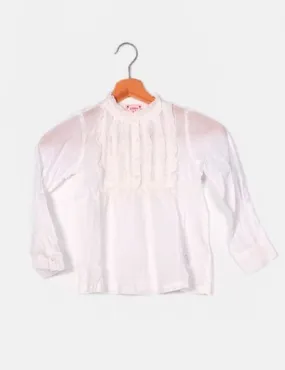 Zippy Blusa manga larga blanca chorreras